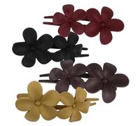 WEKADRIN 4pcs Flower Claw Hair Clips for Women Large Jaw Hair Accessories with Secure Hold in Black Dark Coffee Dusty Khaki Stylish Multi Color for Daily and Party Use