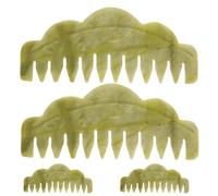WEKADRIN 4Pcs Green Jade Scalp Massage Comb Set - Handheld Guasha Scraping Tool for Head Meridian Stimulation, Hair Growth, and Physical Acupoint Therapy