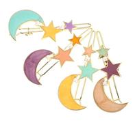 WEKADRIN 4pcs Hair Clip and Girl Hairpin Set Colorful Bobby Pins Sweet Star Moon Design Multi-color Hair Ornaments for Girls Party and