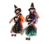 WEKADRIN 4pcs Halloween Hanging Ornaments Angel Doll with Broom Scary Witch Pendants for Haunted House Party Table Centerpieces Home Bedroom Desktop Decorations