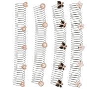 WEKADRIN 4Pcs Invisible Hair Finishing Fixer U Shape Hair Clips for Women with Black White Gold-Edged Heart Gold Flower and White Pearl Styles for Bangs and Updo Styling