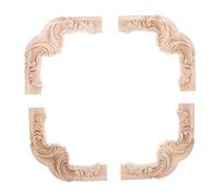 WEKADRIN 4pcs Luxury French Style Wood Carved Appliques Elegant Solid Wood Corner Trim for Tv Background Walls Ceilings Cabinet Doors DIY Decorative Onlays for Sophisticated Living Decor