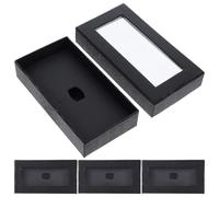 WEKADRIN 4pcs Men Bow Tie Packaging Box Set with Window, Black Snake Print Pattern Bow Tie Container for Formal Events and Packaging