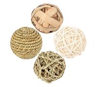 WEKADRIN 4pcs Natural Seagrass Chew for Rabbits Guinea Pigs Gerbils Hamsters Edible Rolling Grass Balls for Teeth Grinding and Boredom Relief Safe Pet Activity Enrichment