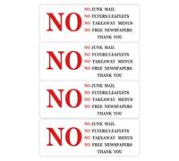 WEKADRIN 4Pcs No Junk Mail Stickers for Letterbox, Self-Adhesive Mailbox Decals Appreciative Thank You Labels, Weather-Resistant Outdoor Door Signs for Garden and Home Use