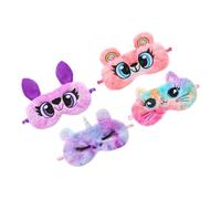 WEKADRIN 4Pcs Plush Sleep Masks Animal Eye Shades Soft Faux Fur Cover Travel Blindfold for Blocking Light and Enhancing Rest with Cute Owl Unicorn Cat Bear Designs