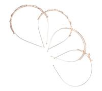 WEKADRIN 4pcs Rhinestone Pearl Headbands Bridal Hair Accessories for Women Iron Construction with Dazzling Leaves and Prom Headpiece Comfortable Non-slip Hairbands for Wedding and Party