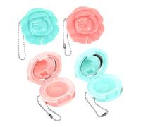 WEKADRIN 4pcs Roseshaped Lipstick Organizer Storage Box Mirror Empty Lipstick Tubes Makeup Brushes Holders Refillable Mini Makeup Case for Travel