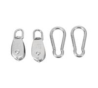 WEKADRIN 4pcs Stainless Steel Fixed Pulley Set with Single Wheel Swivel Lifting Blocks Heavy Duty Anti-rust Wire Rope Pulley for Smooth Load Handling and Hanging Applications