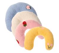 WEKADRIN 4Pcs U-shaped Cat Neck Pillow Soft Supple Pet Cushion for Small Cats Kitten Neck Protection Lightweight Portable Calming Curve Pillow in White Pink Blue Yellow