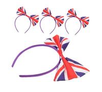 WEKADRIN 4pcs Uk Flag Bow Headbands for Women Hair Accessory Stylish Hair Bands with Union Jack Design for Sports Competitions Carnival Cosplay and Party Celebrations
