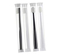 WEKADRIN 4PCS Ultra Soft Bristle Toothbrushes for Adults Portable Manual Tooth Cleaning Brush Deep Cleaning Sensitive Gums Travel with Flat and Wave Head Black White
