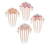 WEKADRIN 4Pcs Vintage Rhinestone Flower Hair Side Combs Insert Decorative Combs for Women Bridal Wedding Prom Christmas Party Accessories
