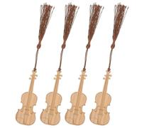 WEKADRIN 4Pcs Violin Modeling Bamboo Bookmarks Lightweight Reading Page Markers for Students Music Lovers Texture Book Tags
