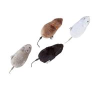 WEKADRIN 4Pcs Wind-up Plush Mouse with Spring Design Lightweight Energy-saving Clockwork Cat Teasing for Indoor Outdoor Play Fun Interactive Gifts for Pets Random Color