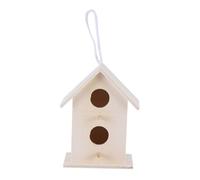 WEKADRIN 4pcs Wooden Bird Nest Garden Ornament Set DIY Creative Wooden Birdhouse with Heart Shape, Double-layer, Single-layer, and Lace Eave for Outdoor Decoration and Bird Nesting