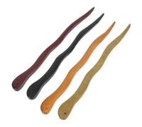 WEKADRIN 4pcs Wooden Chinese Hair Sticks for Women Natural Sandalwood Hair Chopsticks for Buns Firm Hold Hairpin in Black Green and Natural Colors for Weddings and Parties