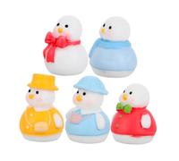 WEKADRIN 5 Pcs Miniature Resin Snowman Figurines Winter Micro Landscape Ornaments Christmas Decorations for Home Desk Party with Diverse Character Designs