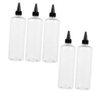 WEKADRIN 5pcs 500ml Pet Round Shoulder Applicator Bottles with Pointed Mouth Caps for Hair Dye and Sauce Dispensing Refillable Squeeze Containers for Beauty Salon and Home Use