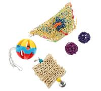 WEKADRIN 5PCS Chicken Treat Ball Kit Chew Set for Chickens and Parrots Natural Material Hanging Feeder for Enrichment and Mood Improvement Safe and Accessories for Caged Birds Random Color
