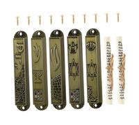 WEKADRIN 5pcs Metal Mezuzah for Door Jewish House Blessing Religious Decor Retro Engraved Scripture Compact for Home Tranquil Atmosphere