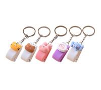 WEKADRIN 5pcs Mini Cartoon Animal Stapler Keychain Set, Small Portable Student Office Staplers Rabbit, Sheep, Bear, Tiger, Elephant, School and Home Stationery Supplies