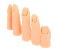 WEKADRIN 5Pcs Silicone Nail Practice Hand with Jointed Fingers Soft Realistic Fake Finger Model for Gel Nail Training Natural Skin Tone for Manicure Artists and Beginners