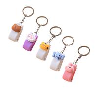 WEKADRIN 5Pcs Small Cartoon Animal Stapler Keychain Mini Office Home Staplers with Key Rings for Students Gift Cute Rabbit Sheep Bear Tiger Elephant Designs