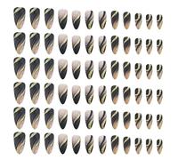 WEKADRIN 6 Boxes Glitter Stick On Nails Set 144 Reusable False Nail Tips Sparkly Line Design for Women and Festival and Special Occasion