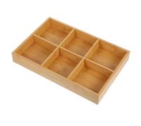 WEKADRIN 6 Compartments Divided Tray Wooden Divider Tray Natural Wood Multipurpose Easy Access Khaki Rectangular Shape Simple and Elegant Design Organiser for Schools and Homes