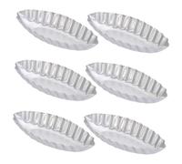 WEKADRIN 6 Pcs Boat Shaped Anodized Aluminum Alloy Baking Mold Non Stick Cake Tray for Egg Tart Bread DIY Baking Oven Safe Dishwasher Friendly
