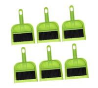 WEKADRIN 6 Sets Mini Desktop Broom and Dustpan Sets for Home Office Cleaning Compact Candy Green Sweeping Tools with Pointed Bristles for Narrow Corners Car Interior Bed and Housework