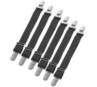 WEKADRIN 6Pcs Adjustable Elastic Boots Fixing Straps with Quick Release Clips Rubber and Metal Multi-use Tie Down Bands for Motorcycle Riding Pants and Mattress Sheet Holders Black