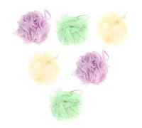 WEKADRIN 6pcs Bath Mesh Ball Pouf Body Scrubber Set 40g Large Shower Sponge for Women and Men Exfoliating Bath Scrubber with Hanging Loop, Includes Purple Green and Ivory