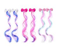 WEKADRIN 6Pcs Bow Clips Curly Wig Barrette 14.15X2.95X0.59Inch Quick Hairstyle Change Comfortable Skin-Friendly Fiber Hair Bow Clasp for Boys and Girls Party Accessories