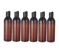 WEKADRIN 6pcs Brown Travel Cosmetic Bottles with Press Type Lids Portable Refillable Empty Containers for Shampoo Lotion Toiletries Leak and Odorless