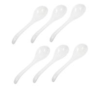 WEKADRIN 6Pcs Ceramic Soup Spoons Multipurpose Kitchen Tools White Cooking Scoops with Ergonomic Handles for Serving Buffet and Weaning Meals