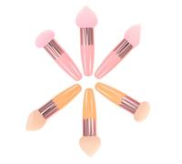 WEKADRIN 6pcs Dual-use Makeup Sponge with Handle Soft Foundation Blender Sponges for Liquid and Powder Reusable Cosmetics Applicator Tools in Pink and Skin Tone for Seamless Blending
