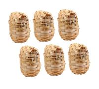 WEKADRIN 6Pcs Handwoven Bamboo Bird Nest with Hooks Rustic Handmade Wild Birds Resting Shelter for Outdoor Hanging Garden Decoration