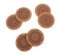 WEKADRIN 6pcs Mandala Printed Round Cork Coasters for Home Table Protection Heat Resistant Cup Mats with Non-breakable Drink Cup Pads for Kitchen Dining Shop Restaurant Use