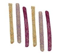 WEKADRIN 6pcs Natural Chew Sticks for Rabbits and Small Pets Pet Grass Treats for Teeth Grinding Enrichment for Guinea Pigs Hamsters Chinchillas and Teething Relief