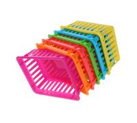WEKADRIN 6pcs Small Plastic Pencil and Pen Storage Baskets, Colorful Classroom Organizers with Multi-compartment Desk Trays for School Paper and Stationery Supply Caddy