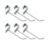 WEKADRIN 6pcs White Painted Square Tube Hooks 5.7mm Thick Commodity Shelf Display Hooks for Supermarket Merchandise Rack Accessories 10cm Length