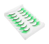 WEKADRIN 7pairs Green Extra Long False Eyelashes Reusable Strips for Dance Festivals and Theatrical Stage Shows