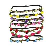 WEKADRIN 7pcs Rose Flower Headbands Floral Hairbands Stretchy Hair Wreaths for Women Wedding Festival Party Accessories