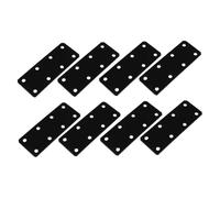 WEKADRIN 8pcs Black Flat Straight Brace Brackets Heavy Duty Iron Fixing Plates for Furniture Repair Reinforcement Shelf and Table Mending