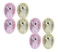 WEKADRIN 8pcs Hanging Mirror Glass Easter Eggs Ornaments, Small Decorative Disco Ball Orbs in Mixed Colors for Home Party and Basket Fillers Random Color