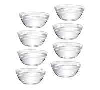WEKADRIN 8pcs Mini Glass Bowls Small Prep Bowls Stackable Glass Serving Side Dish Pudding Ramekins Bozai Food Containers Dessert Cup for Kitchen Prep, Dips, Salad, Candy Dishes