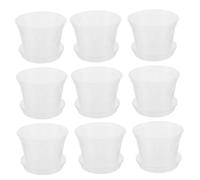 WEKADRIN 9pcs Clear Orchid Pots with Saucers Transparent Plastic Nursery Planter for Indoor Outdoor Gardening Slotted Design for Efficient Drainage and Root Health Monitoring for Butterfly