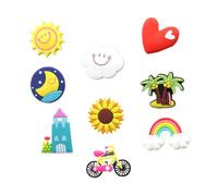 WEKADRIN 9pcs Creative Fridge Magnets PVC Magnetic Stickers for Refrigerator Home Decoration with White Cloud Rainbow Moon Sun Castle Bicycle and More for Notes and Photos